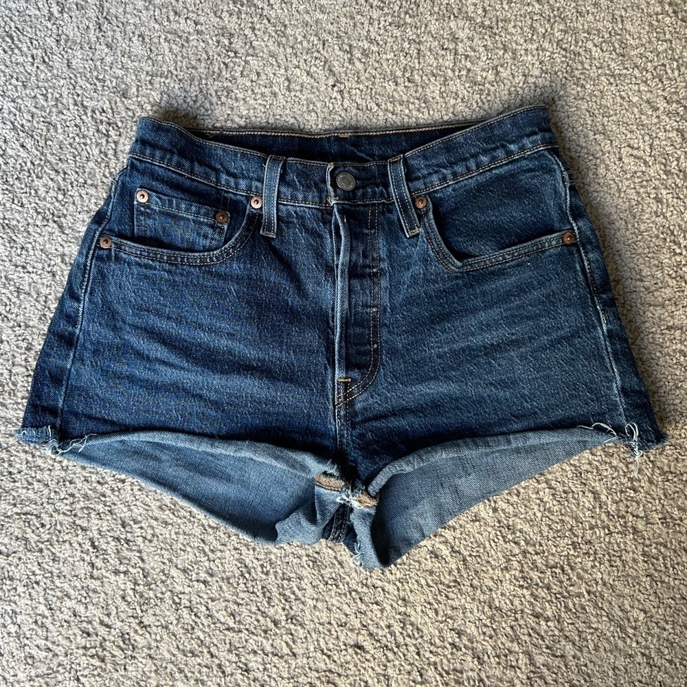 Levi 501 Original High Rise Blue Denim Shorts